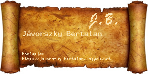 Jávorszky Bertalan névjegykártya